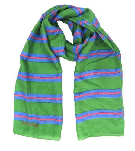 Striped printed silk cotton stole in multicolor 